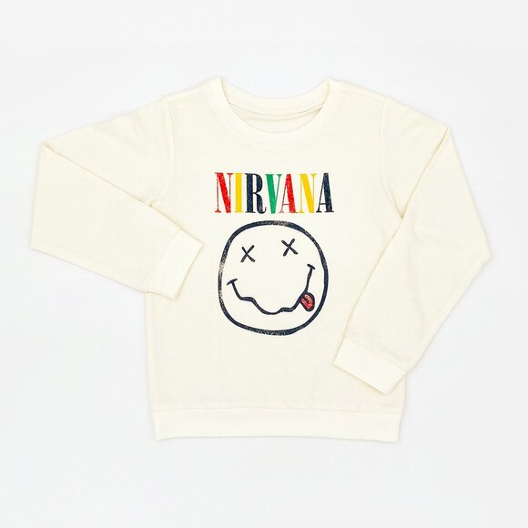 100% Cotton Nirvana Smiley Printed Sweatshirt | NEW! - Picture 1 of 8